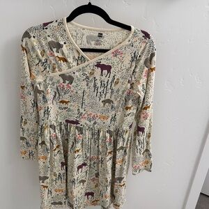 Tea Collection Cream and Gray Animal Pattern Dress